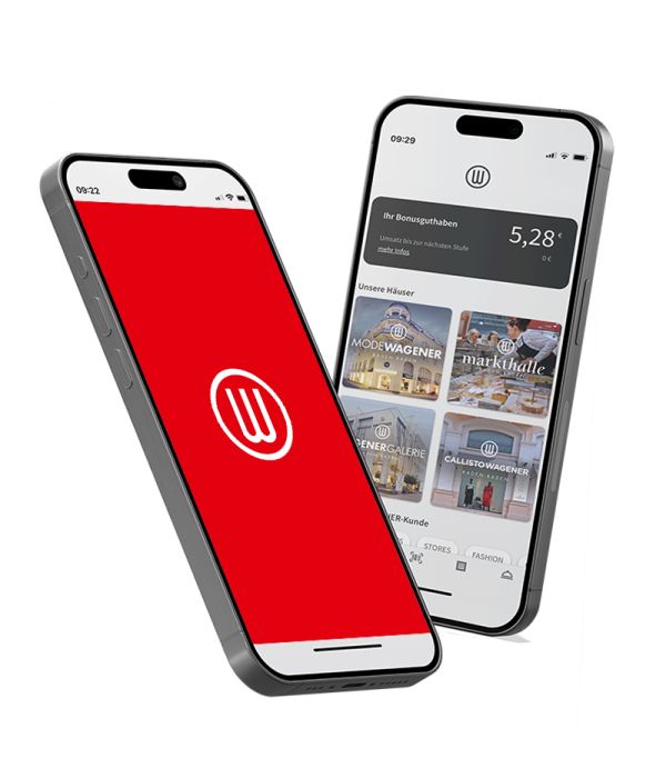 Smartphones show mobile app with bonus balance and location categories